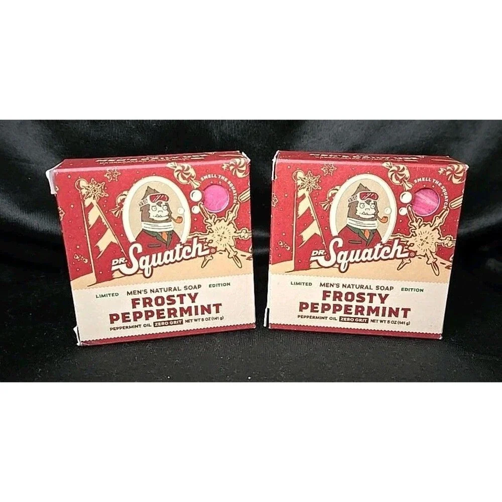 NEW X2 Dr. Squatch Men's Limited Edition Frosty Peppermint Natural Soap Bars